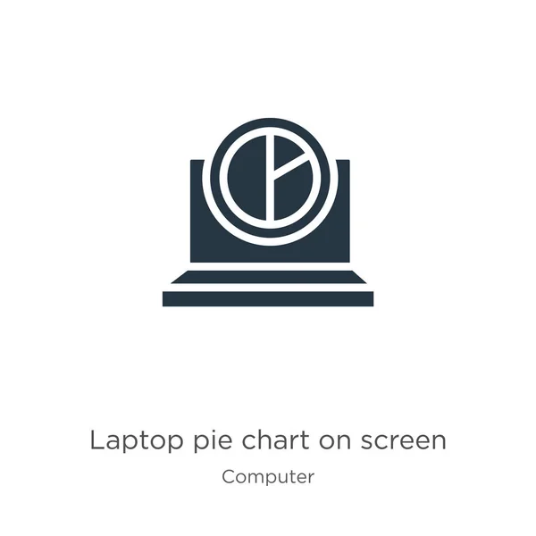 Laptop Tortendiagramm Auf Dem Bildschirm Icon Vektor Trendige Flache Laptop — Stockvektor