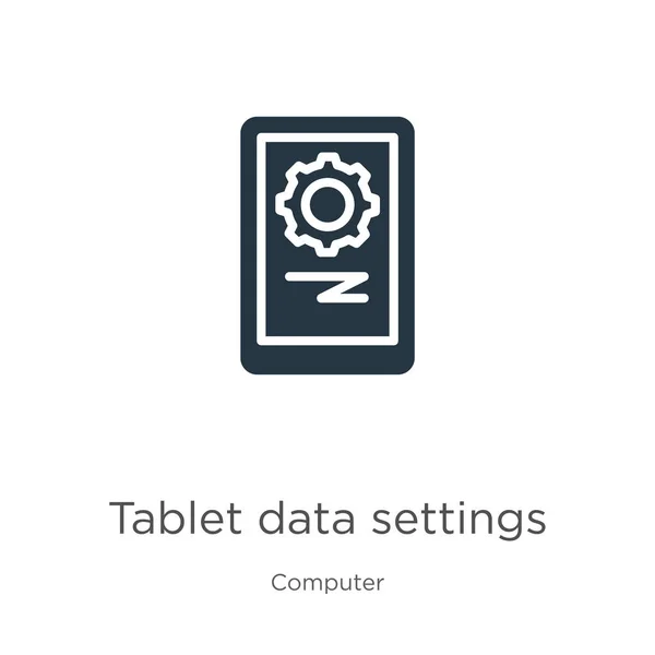 Tablet Data Settings Icon Vector Icono Configuración Datos Tabletas Planas — Vector de stock