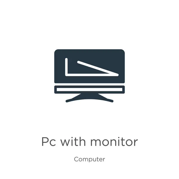 Con Vector Iconos Monitor Plano Tendencia Con Icono Monitor Colección — Archivo Imágenes Vectoriales