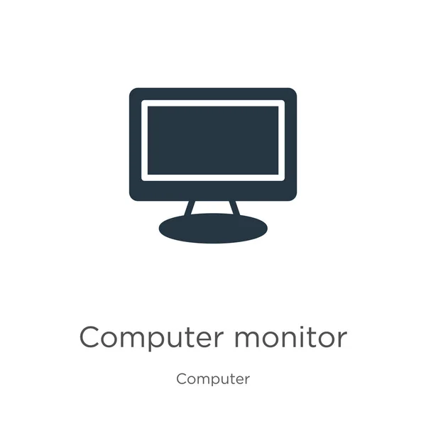 Monitor Computadora Vector Iconos Icono Del Monitor Computadora Plana Colección — Vector de stock