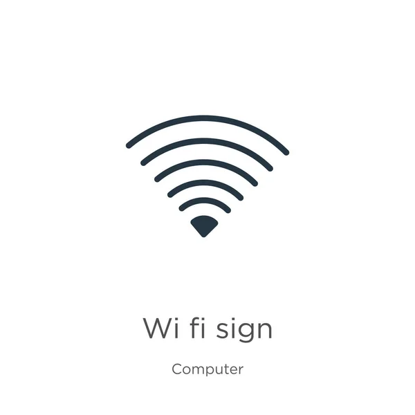 Fi符号图标向量 从白色背景中分离的计算机集合中提取的时髦平面Wi Fi符号图标 矢量图解可用于网络和移动图形设计 Eps10 — 图库矢量图片