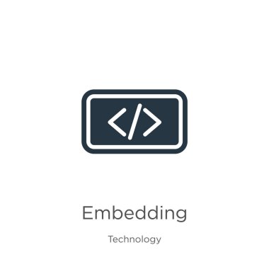 Simge vektörü gömülüyor. Beyaz arka planda izole edilmiş teknoloji koleksiyonundan moda düz gömme simgesi. Vektör illüstrasyonu web ve mobil grafik tasarımı, logo, eps10 için kullanılabilir