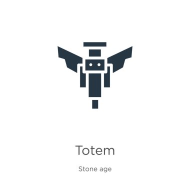 Totem ikon vektörü. Beyaz arka planda taş devri koleksiyonundan modayı takip eden düz totem simgesi. Vektör illüstrasyonu web ve mobil grafik tasarımı, logo, eps10 için kullanılabilir