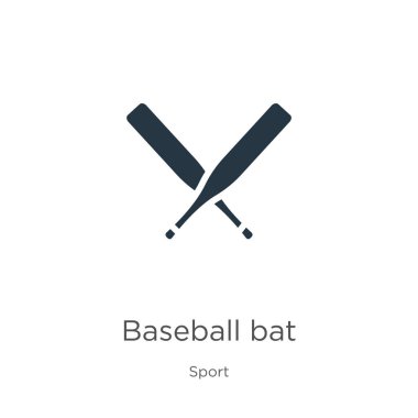 Beyzbol sopası ikon vektörü. Beyazların arka planında izole edilmiş spor koleksiyonundan moda düz beyzbol sopası ikonu. Vektör illüstrasyonu web ve mobil grafik tasarımı, logo, eps10 için kullanılabilir