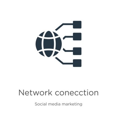 Ağ koneksiyon simgesi vektörü. Beyaz arkaplanda izole edilmiş sosyal koleksiyondaki modadan düz ağ koneksyon simgesi. Vektör illüstrasyonu web ve mobil grafik tasarımı, logo, eps10 için kullanılabilir