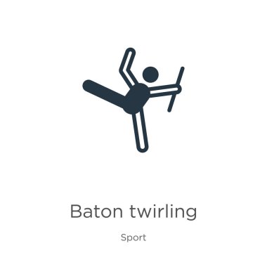 Baton döndürme ikon vektörü. Beyaz arka planda izole edilmiş spor koleksiyonundan moda düz cop çevirme ikonu. Vektör illüstrasyonu web ve mobil grafik tasarımı, logo, eps10 için kullanılabilir