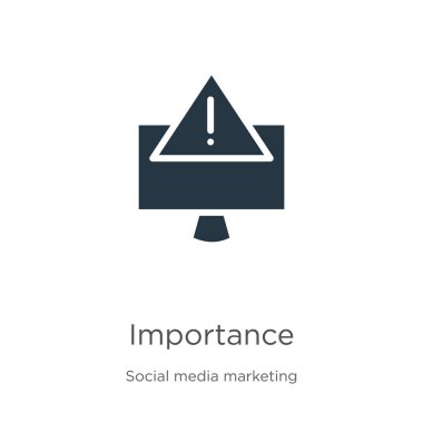 Önemli simge vektörü. Beyaz arka planda izole edilmiş sosyal koleksiyondaki modadan düz önem simgesi. Vektör illüstrasyonu web ve mobil grafik tasarımı, logo, eps10 için kullanılabilir