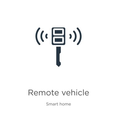 Uzaktan araç simgesi vektörü. Beyaz arka planda izole edilmiş akıllı ev koleksiyonundan modaya uygun düz araç simgesi. Vektör illüstrasyonu web ve mobil grafik tasarımı, logo, eps10 için kullanılabilir