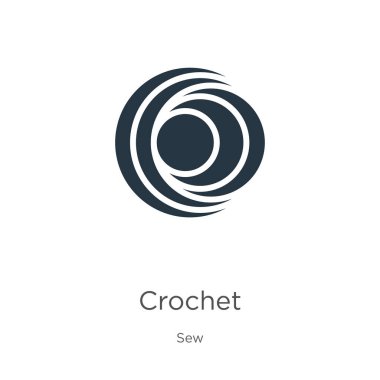 Tığ işi ikon vektörü. Beyaz arka planda izole edilmiş dikiş koleksiyonundan moda düz örgü ikonu. Vektör illüstrasyonu web ve mobil grafik tasarımı, logo, eps10 için kullanılabilir