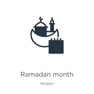 Ramazan ayı ikon vektörü. Beyaz arka planda izole edilmiş, din koleksiyonundan modaya uygun, düz ramazan ay simgesi. Vektör illüstrasyonu web ve mobil grafik tasarımı, logo, eps10 için kullanılabilir