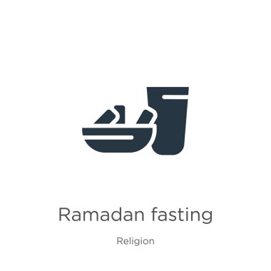 Ramazan ayı ikon vektörü. Beyaz arka planda izole edilmiş Din koleksiyonundan moda düz ramazan oruç ikonu. Vektör illüstrasyonu web ve mobil grafik tasarımı, logo, eps10 için kullanılabilir