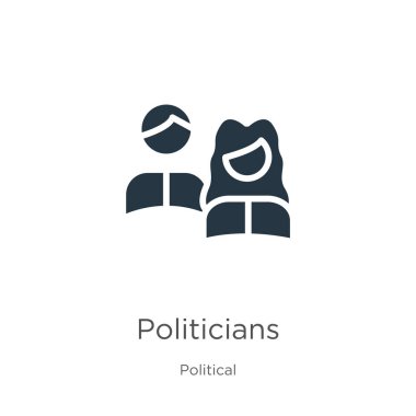 Siyasetçiler ikon vektörü. Siyasi koleksiyondaki son moda düz siyasetçi simgesi beyaz arka planda izole edildi. Vektör illüstrasyonu web ve mobil grafik tasarımı, logo, eps10 için kullanılabilir