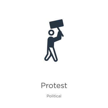 Protesto simgesi vektörü. Beyaz arka planda izole edilmiş siyasi koleksiyondaki son moda düz protesto ikonu. Vektör illüstrasyonu web ve mobil grafik tasarımı, logo, eps10 için kullanılabilir