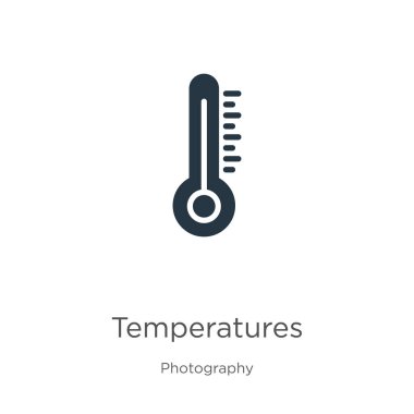 Sıcaklık simgesi vektörü. Beyaz arka planda izole edilmiş fotoğrafçılık koleksiyonundan modaya uygun düz sıcaklık simgesi. Vektör illüstrasyonu web ve mobil grafik tasarımı, logo, eps10 için kullanılabilir