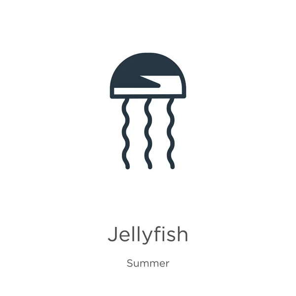 Vector Iconos Jellyfish Icono Medusas Planas Colección Verano Aislado Sobre — Vector de stock