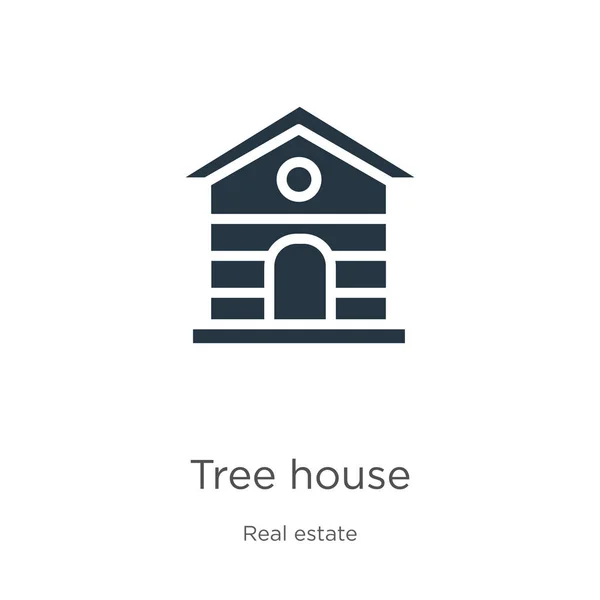 하우스 아이콘 Trendy Flat Tree House Icon Estate Collection Real — 스톡 벡터