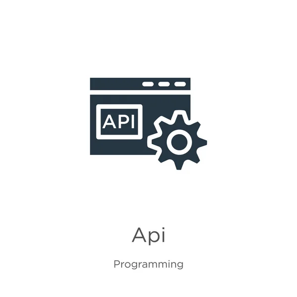 Api simge vektörü. Programlama koleksiyonundan modaya uygun düz api simgesi beyaz arkaplanda izole edildi. Vektör illüstrasyonu web ve mobil grafik tasarımı, logo, eps10 için kullanılabilir