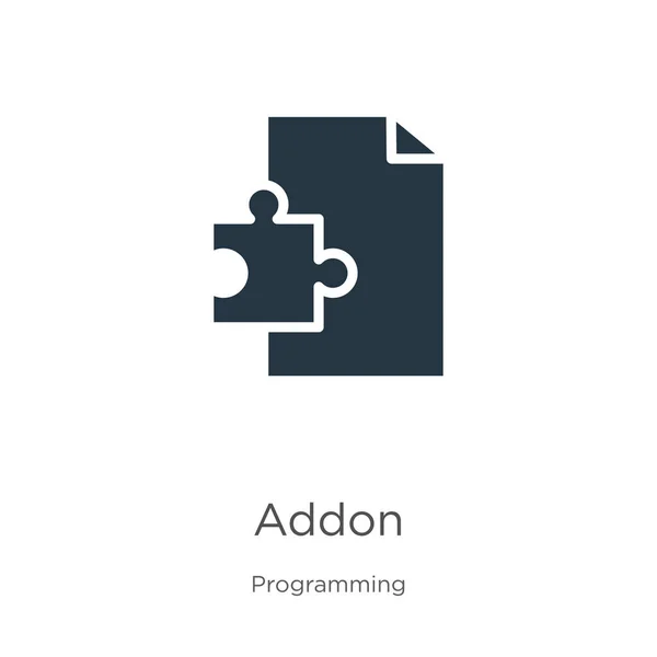 Addon simge vektörü. Programlama koleksiyonundaki son moda düz addon simgesi beyaz arkaplanda izole edildi. Vektör illüstrasyonu web ve mobil grafik tasarımı, logo, eps10 için kullanılabilir