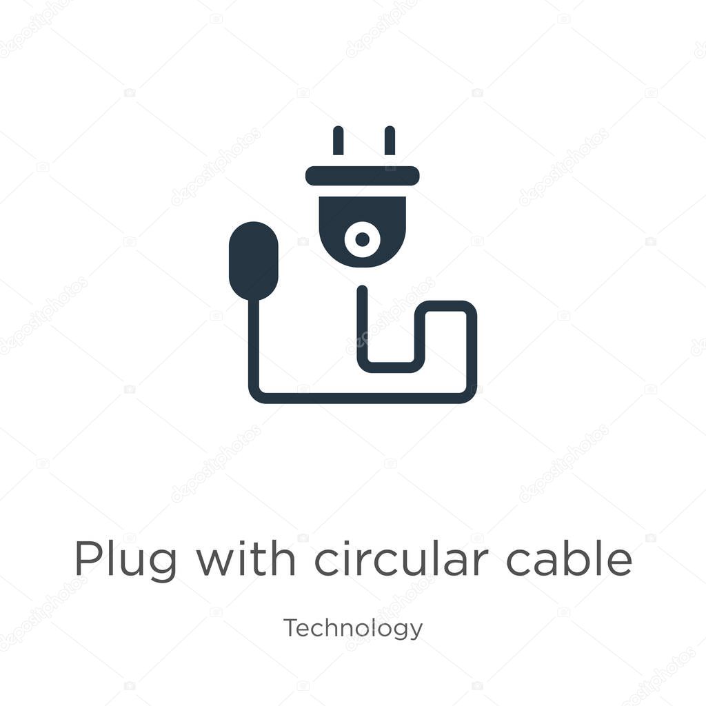 Plug with circular cable icon vector. Trendy flat plug with circular cable icon from technology collection isolated on white background. Vector illustration can be used for web and mobile graphic