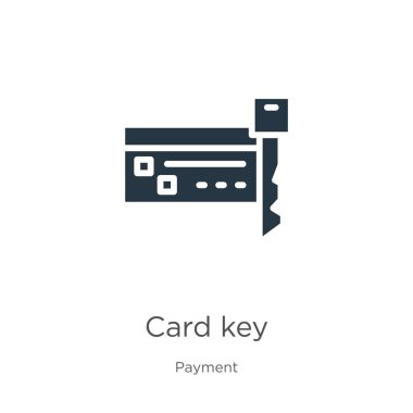 Kart anahtar simgesi vektörü. Ödeme koleksiyonundaki son moda düz kart anahtar simgesi beyaz arkaplanda izole edildi. Vektör illüstrasyonu web ve mobil grafik tasarımı, logo, eps10 için kullanılabilir