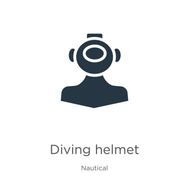 Kask ikon vektörü dalıyor. Beyaz arka planda izole edilmiş denizcilik koleksiyonundan moda düz dalış başlığı simgesi. Vektör illüstrasyonu web ve mobil grafik tasarımı, logo, eps10 için kullanılabilir