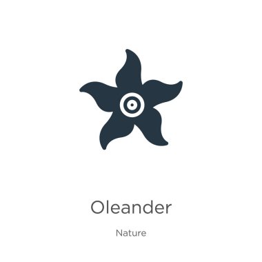 Oleander ikon vektörü. Beyaz arka planda izole edilmiş doğa koleksiyonundan moda düz zakkum ikonu. Vektör illüstrasyonu web ve mobil grafik tasarımı, logo, eps10 için kullanılabilir