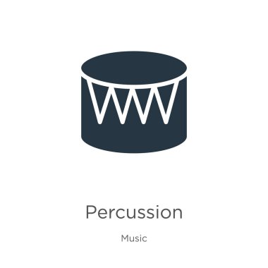 Perküsyon simgesi vektörü. Müzik koleksiyonundan moda düz perküsyon simgesi beyaz arkaplanda izole edildi. Vektör illüstrasyonu web ve mobil grafik tasarımı, logo, eps10 için kullanılabilir