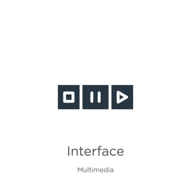 Arayüz simgesi vektörü. Multimedya koleksiyonundan moda düz arayüz simgesi beyaz arkaplanda izole edildi. Vektör illüstrasyonu web ve mobil grafik tasarımı, logo, eps10 için kullanılabilir