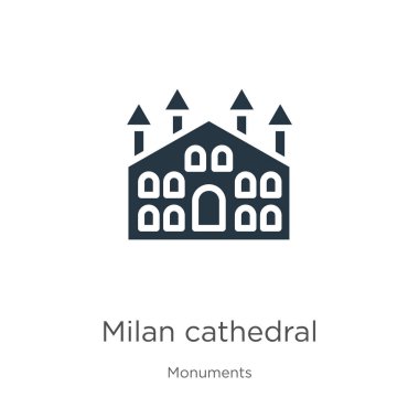Milan katedral ikon vektörü. Beyaz arka planda izole edilmiş anıtlar koleksiyonundan moda düz Milan katedrali simgesi. Vektör illüstrasyonu web ve mobil grafik tasarımı, logo, eps10 için kullanılabilir