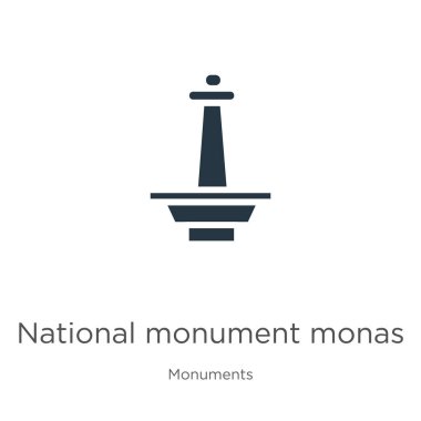 Ulusal Monument Monas ikon vektörü. Beyaz arka planda izole edilmiş anıtlardan modadan düz ulusal anıt simgeleri. Vektör illüstrasyonu web ve mobil grafik tasarımı için kullanılabilir,
