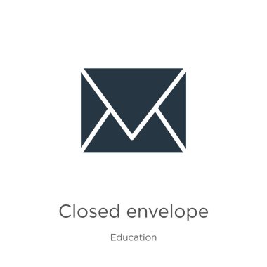 Kapalı zarf simge vektörü. Eğitim koleksiyonundan kapalı moda bir zarf simgesi beyaz arka planda izole edildi. Vektör illüstrasyonu web ve mobil grafik tasarımı, logo, eps10 için kullanılabilir