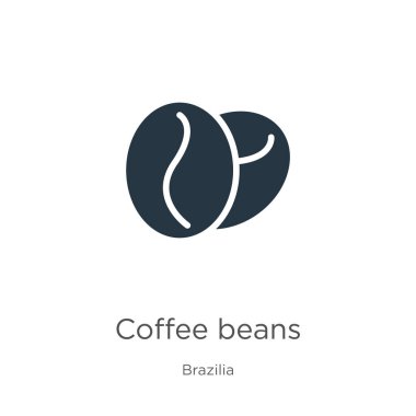 Kahve çekirdeği ikon vektörü. Beyaz arka planda izole edilmiş Brezilya koleksiyonundan moda düz kahve çekirdeği ikonu. Vektör illüstrasyonu web ve mobil grafik tasarımı, logo, eps10 için kullanılabilir