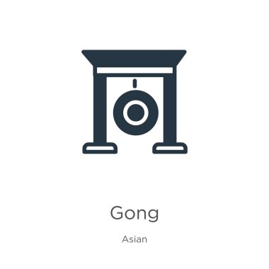 Gong ikon vektörü. Beyaz arka planda izole edilmiş Asyalı koleksiyonundan moda düz gong simgesi. Vektör illüstrasyonu web ve mobil grafik tasarımı, logo, eps10 için kullanılabilir