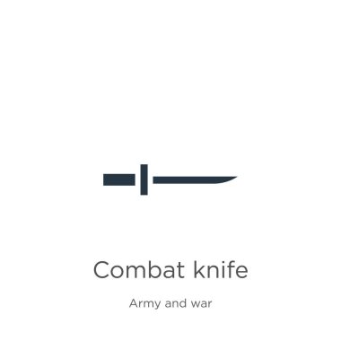 Savaş bıçağı ikon vektörü. Beyaz arka planda, ordu ve savaş koleksiyonunun son moda düz savaş bıçağı ikonu. Vektör illüstrasyonu web ve mobil grafik tasarımı, logo, eps10 için kullanılabilir