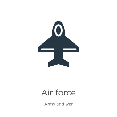Hava Kuvvetleri ikon vektörü. Beyaz arka planda, ordu ve savaş koleksiyonunun son moda düz hava ikonu var. Vektör illüstrasyonu web ve mobil grafik tasarımı, logo, eps10 için kullanılabilir
