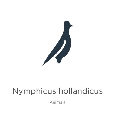 Nymphicus hollandicus ikon vektörü. Beyaz arka planda izole edilmiş hayvan koleksiyonundan moda düz nemficus hollandicus ikonu. Vektör illüstrasyonu web ve mobil grafik tasarımı, logo için kullanılabilir,