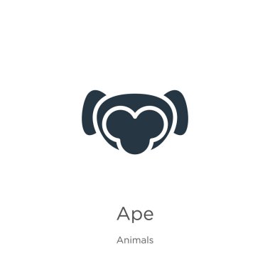 Maymun ikon vektörü. Beyaz arka planda izole edilmiş hayvan koleksiyonundan moda düz maymun ikonu. Vektör illüstrasyonu web ve mobil grafik tasarımı, logo, eps10 için kullanılabilir