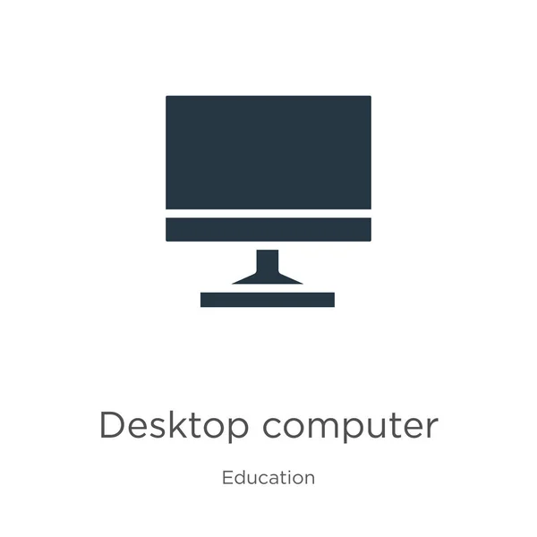 Vetor Ícone Computador Desktop Ícone Computador Mesa Plana Moda Coleção — Vetor de Stock