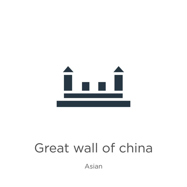 中国的长城图标矢量 从白色背景的亚洲藏品中分离出来的中国图标的时髦平整的长城 矢量图解可用于网络和移动图形设计 Eps10 — 图库矢量图片