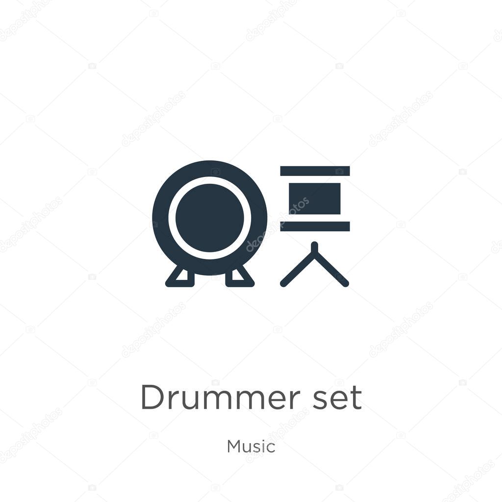 Drummer set icon vector. Trendy flat drummer set icon from music collection isolated on white background. Vector illustration can be used for web and mobile graphic design, logo, eps10