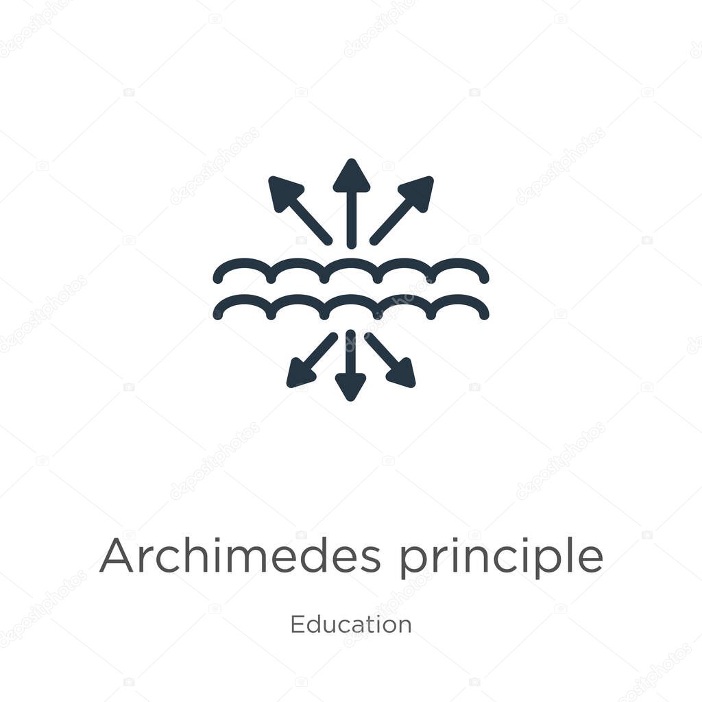 Archimedes principle icon vector. Trendy flat archimedes principle icon from education collection isolated on white background. Vector illustration can be used for web and mobile graphic design, logo,