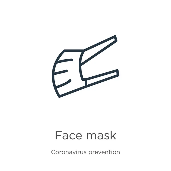 Εικονίδιο Προσωπίδας Λεπτό Γραμμικό Περίγραμμα Μάσκας Προσώπου Που Απομονώνεται Λευκό — Διανυσματικό Αρχείο