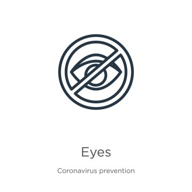 Göz simgesi. İnce doğrusal gözler Coronavirus Önleme koleksiyonundan izole edilmiş ikon. Modern çizgi vektör işareti, sembol, ağ ve mobil için vuruş