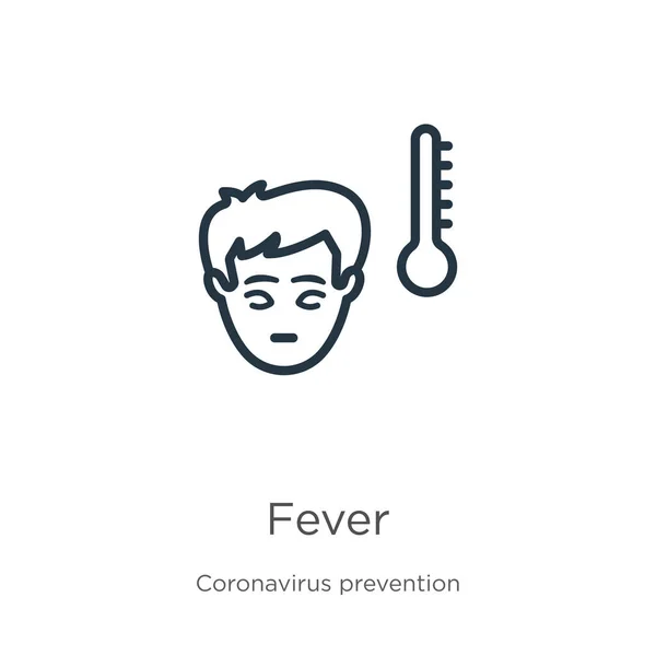 Ateş ikonu. Coronavirus Önleme koleksiyonundan izole edilmiş ince doğrusal ateş anahat ikonu. Modern çizgi vektör işareti, sembol, ağ ve mobil için vuruş
