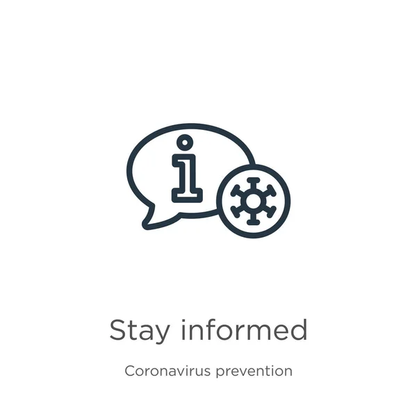 Bilgi ikonu olarak kal. Coronavirus Önleme Koleksiyonundan beyaz arkaplanda izole edilmiş ince çizgisel kalıp bilgilendirme ana hatları simgesi. Modern çizgi vektör işareti, sembol, ağ ve mobil için vuruş