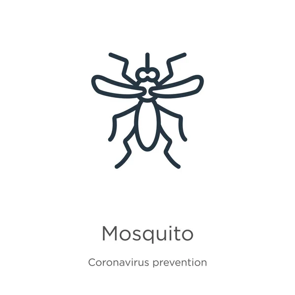 Mosquito Icon Thin Linear Mosquito Outline Icon Isolated White Background — Stock Vector