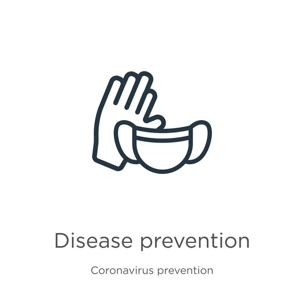 Disease prevention icon. Thin linear disease prevention outline icon isolated on white background from Coronavirus Prevention collection. Modern line vector sign, symbol, stroke for web and mobile