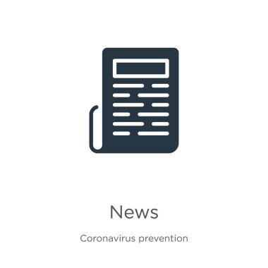 Haber ikonu vektörü. Beyaz arkaplanda Coronavirus Önleme koleksiyonunun popüler düz haber simgesi izole edildi. Vektör illüstrasyonu web ve mobil grafik tasarımı, logo, eps10 için kullanılabilir
