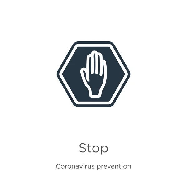 Stop Icoon Vector Trendy Platte Stop Icoon Van Coronavirus Preventie — Stockvector