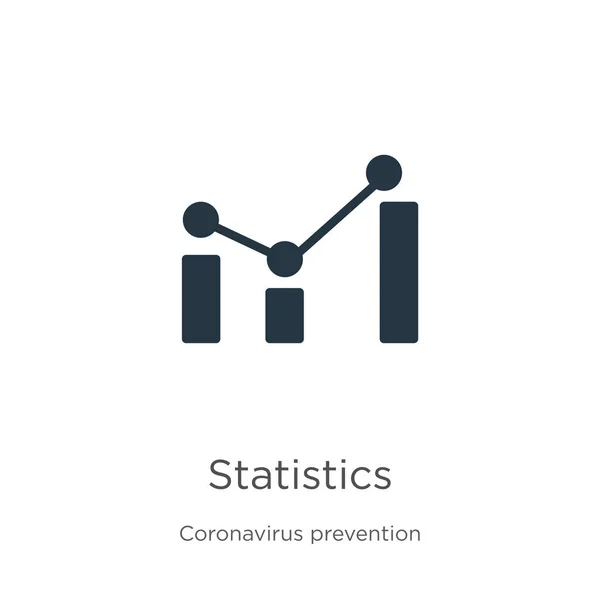 İstatistik simgesi vektörü. Beyaz zemin üzerinde izole Coronavirus Önleme koleksiyonundan moda düz istatistik ikonu. Vektör illüstrasyonu web ve mobil grafik tasarımı, logo, eps10 için kullanılabilir